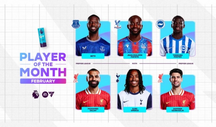 英超2月最佳候選：貝托、馬特塔、明特、薩拉赫、斯賓塞、索博