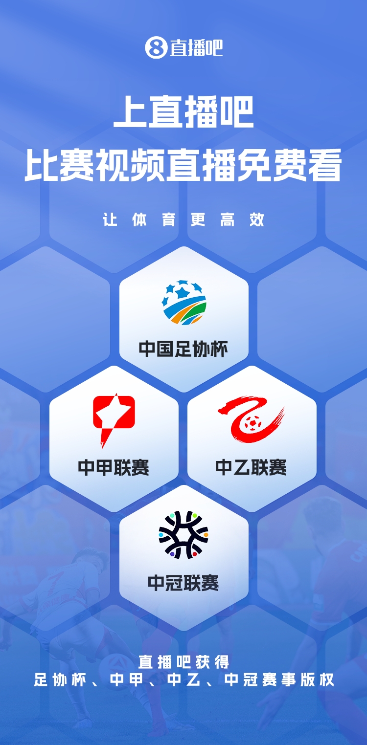  官宣！直播吧獲足協(xié)杯、中甲、中乙、中冠賽事版權，免費視頻直播