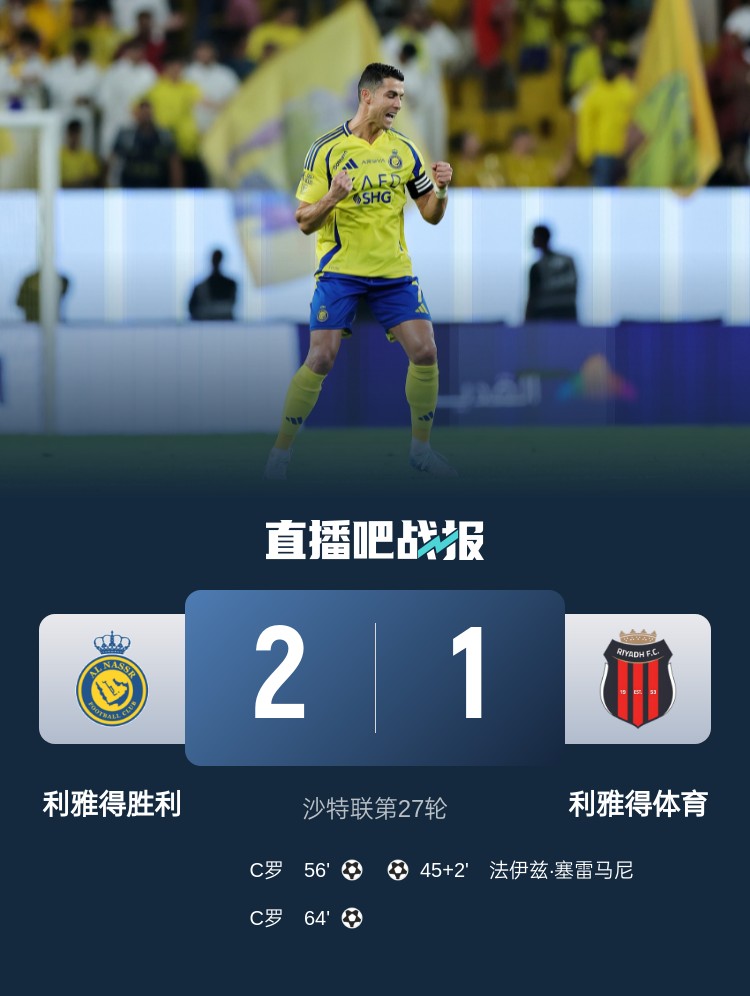  利雅得勝利達成沙特職業(yè)聯(lián)賽900球里程碑，僅少于新月